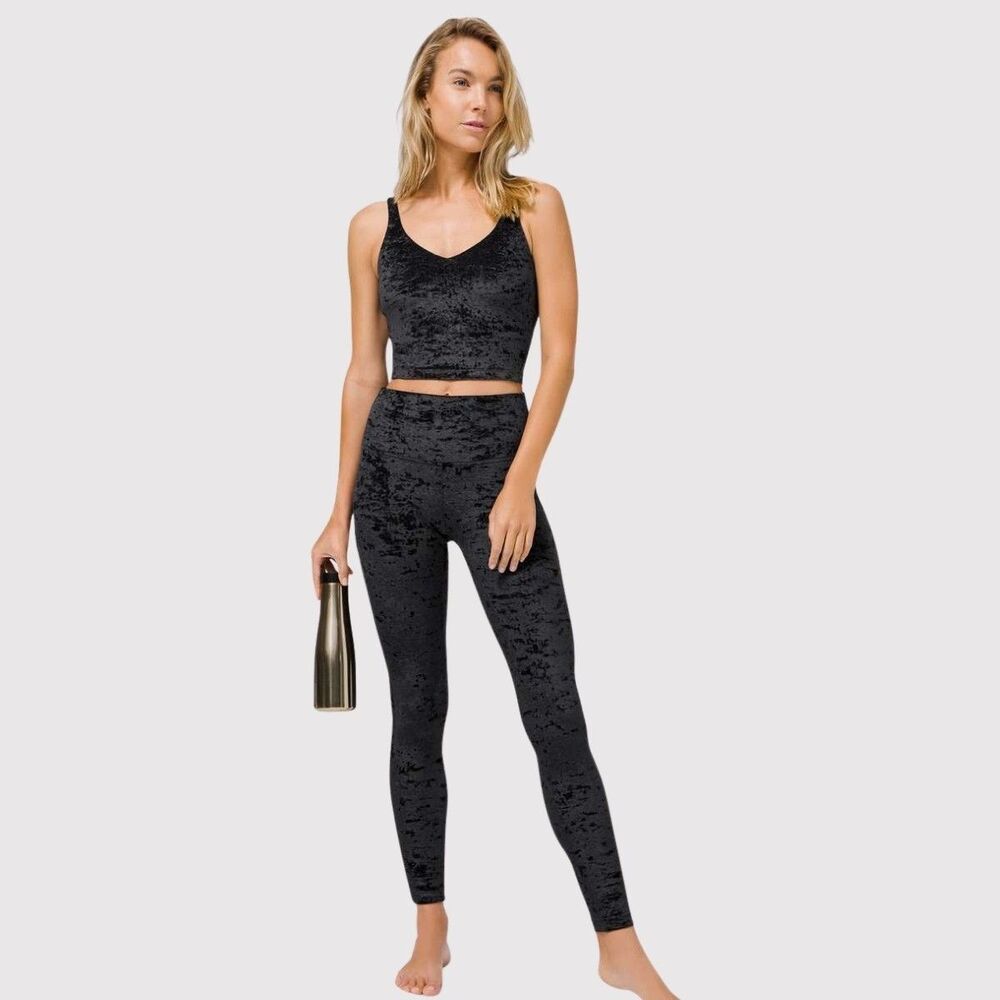 Lululemon Womens Leggings Black Velvet Wunder Lounge High Rise Tight 28" Size 6
